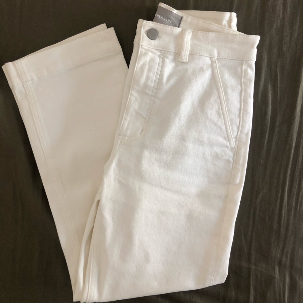 Everlane straight leg crop pants, bone, regular